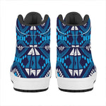 Blue And Red Aztec Pattern Print High Top Leather Sneakers