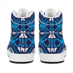 Blue And Red Aztec Pattern Print High Top Leather Sneakers