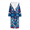 Blue And Red Aztec Pattern Print Hooded Bathrobe