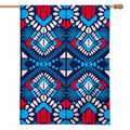 Blue And Red Aztec Pattern Print House Flag