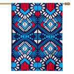 Blue And Red Aztec Pattern Print House Flag