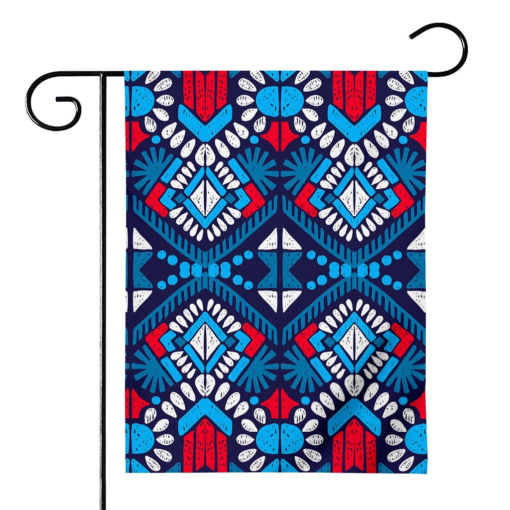 Blue And Red Aztec Pattern Print House Flag