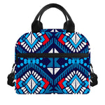 Blue And Red Aztec Pattern Print Insulated Lunch Bag