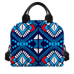 Blue And Red Aztec Pattern Print Insulated Lunch Bag