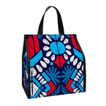 Blue And Red Aztec Pattern Print Insulated Lunch Tote