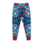 Blue And Red Aztec Pattern Print Jogger Pants