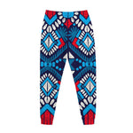 Blue And Red Aztec Pattern Print Jogger Pants