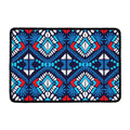 Blue And Red Aztec Pattern Print Kitchen Mat