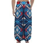 Blue And Red Aztec Pattern Print Lantern Pants
