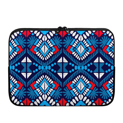 Blue And Red Aztec Pattern Print Laptop Sleeve