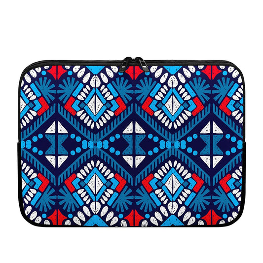 Blue And Red Aztec Pattern Print Laptop Sleeve
