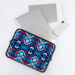Blue And Red Aztec Pattern Print Laptop Sleeve