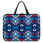 Blue And Red Aztec Pattern Print Laptop Sleeve With Handle