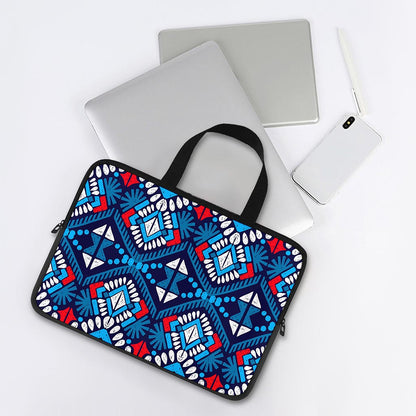 Blue And Red Aztec Pattern Print Laptop Sleeve With Handle