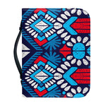 Blue And Red Aztec Pattern Print Leather Bible Cover