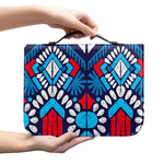 Blue And Red Aztec Pattern Print Leather Bible Cover
