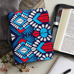 Blue And Red Aztec Pattern Print Leather Bible Cover