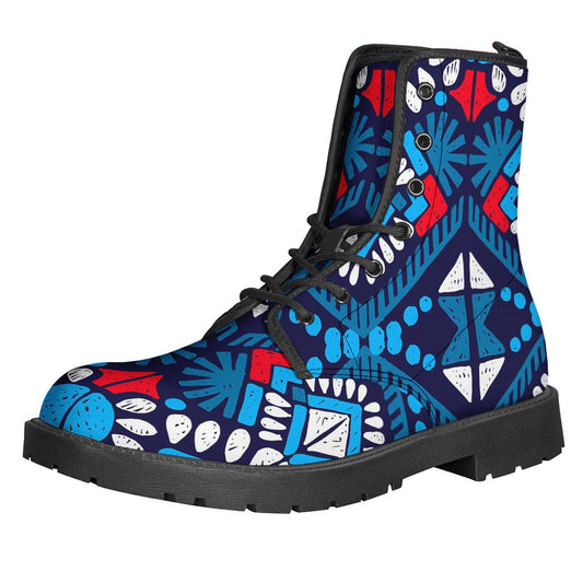 Blue And Red Aztec Pattern Print Backpack