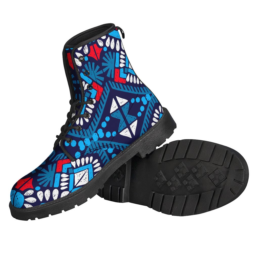 Blue And Red Aztec Pattern Print Backpack