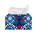 Blue And Red Aztec Pattern Print Leather Tissue Box Cover