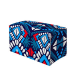 Blue And Red Aztec Pattern Print Leather Tissue Box Cover