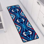 Blue And Red Aztec Pattern Print Long Kitchen Mat