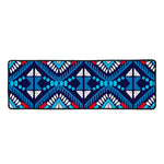 Blue And Red Aztec Pattern Print Long Kitchen Mat