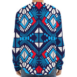 Blue And Red Aztec Pattern Print Long Sleeve Baseball Jersey