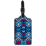 Blue And Red Aztec Pattern Print Luggage Tag