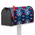 Blue And Red Aztec Pattern Print Mailbox Cover