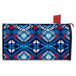 Blue And Red Aztec Pattern Print Mailbox Cover