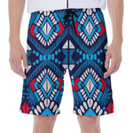 Blue And Red Aztec Pattern Print Men's Beach Shorts