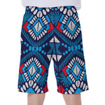 Blue And Red Aztec Pattern Print Men's Beach Shorts