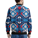 Blue And Red Aztec Pattern Print Men's Bomber Jacket