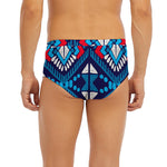 Blue And Red Aztec Pattern Print Men's Briefs