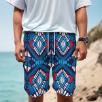 Blue And Red Aztec Pattern Print Men's Cargo Shorts