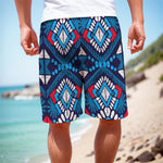 Blue And Red Aztec Pattern Print Men's Cargo Shorts