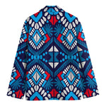 Blue And Red Aztec Pattern Print Men's Cotton Blazer