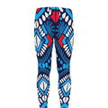 Blue And Red Aztec Pattern Print Men's Leggings