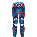 Blue And Red Aztec Pattern Print Men's leggings
