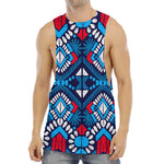 Blue And Red Aztec Pattern Print Men's Muscle Tank Top