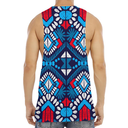 Blue And Red Aztec Pattern Print Men's Muscle Tank Top