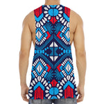 Blue And Red Aztec Pattern Print Men's Muscle Tank Top