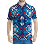 Blue And Red Aztec Pattern Print Men's Polo Shirt