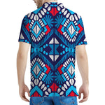 Blue And Red Aztec Pattern Print Men's Polo Shirt