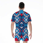 Blue And Red Aztec Pattern Print Men's Rompers