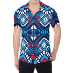 Blue And Red Aztec Pattern Print Men's Shirt