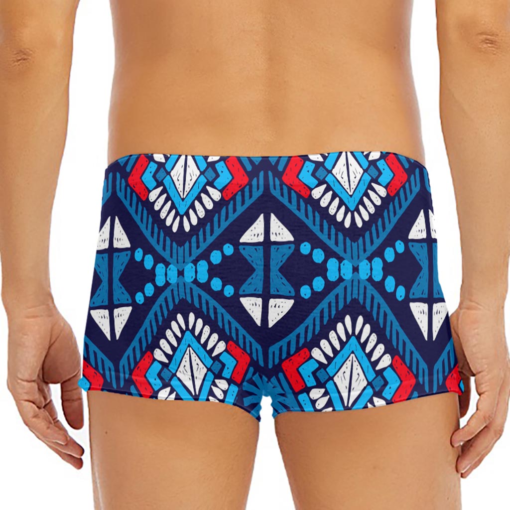 Blue And Red Aztec Pattern Print Men's Short Boxer Briefs