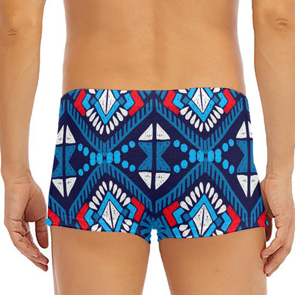Blue And Red Aztec Pattern Print Men's Short Boxer Briefs