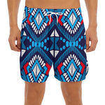 Blue And Red Aztec Pattern Print Men's Split Running Shorts